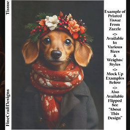 Cute Dachshund Hond in Festieve Sjaal ED9L Decoupa Tissuepapier