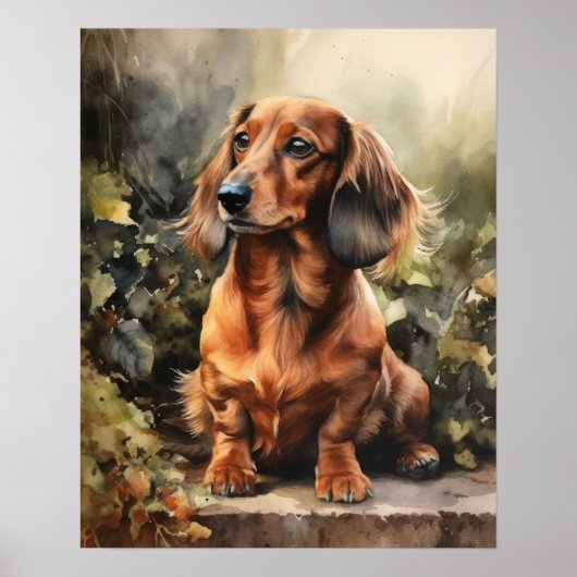 Cute Dachshund-hondenkunstprintposter Poster (Voorkant)