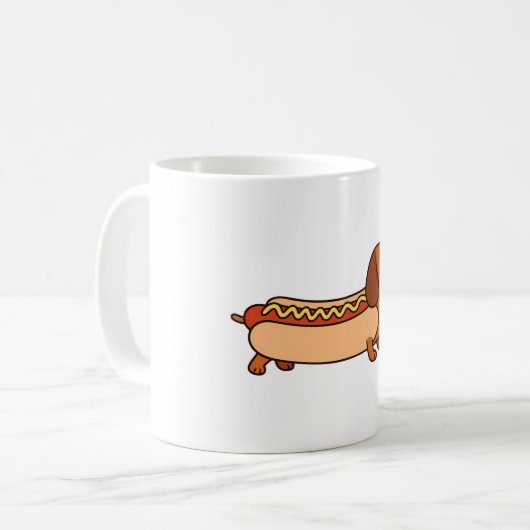Cute dachshund hotdog koffiemok (Voorkant links)