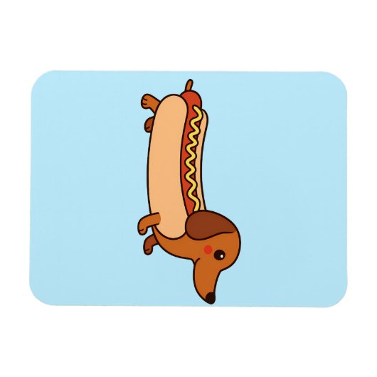 Cute dachshund hotdog magneet (Horizontaal)