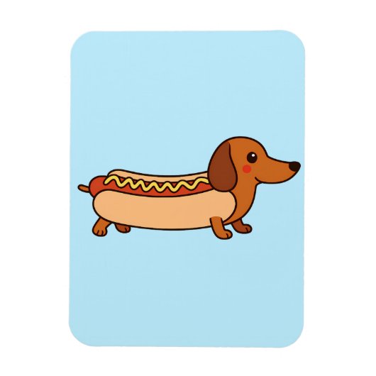 Cute dachshund hotdog magneet (Verticaal)