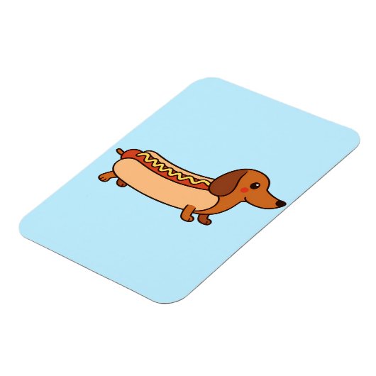 Cute dachshund hotdog magneet (Linkerzijde)