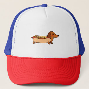 Cute dachshund hotdog trucker pet