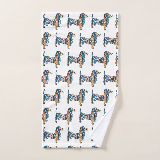 Cute Dachshund in een Psychedlic Zebra Pattern Bad Handdoek (Handdoek)