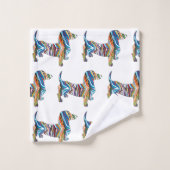 Cute Dachshund in een Psychedlic Zebra Pattern Bad Handdoek (Wasdoekje)