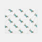 Cute dachshund in muntblauw fleece deken (Voorkant (Horizontaal))