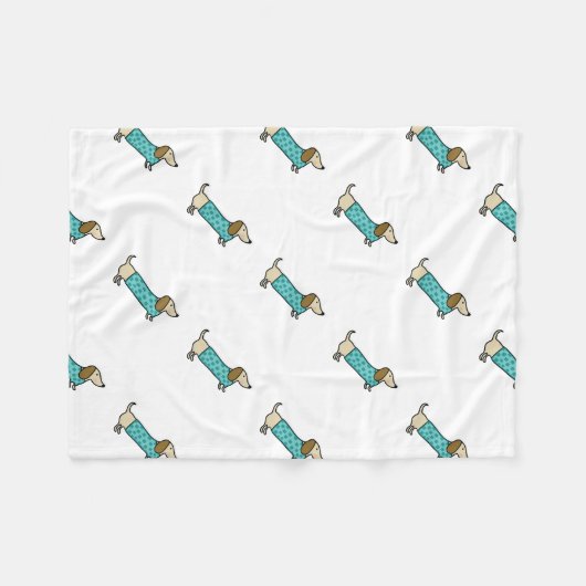 Cute dachshund in muntblauw fleece deken (Voorkant (Horizontaal))