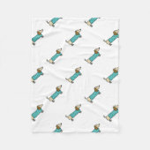 Cute dachshund in muntblauw fleece deken (Voorkant)