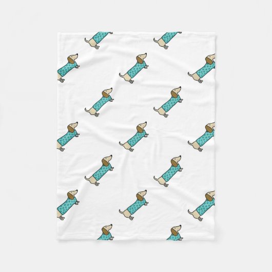Cute dachshund in muntblauw fleece deken (Voorkant)