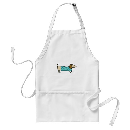 Cute dachshund in muntblauw standaard schort (Voorkant)