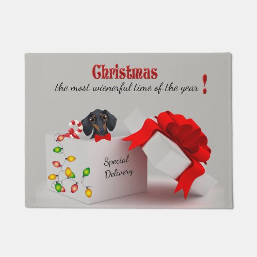 Cute Dachshund-kerstcadeaudeur Deurmat (Voorkant)