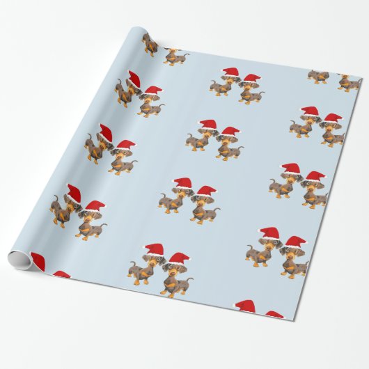 Cute Dachshund Kerstmis Cadeaupapier (Uitgerold)