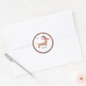 Cute Dachshund Kerstmis Ronde Sticker (Envelop)