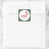 Cute Dachshund Kerstmis Vierkante Sticker (Tas)