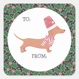 Cute Dachshund Kerstmis Vierkante Sticker