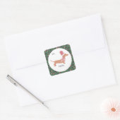 Cute Dachshund Kerstmis Vierkante Sticker (Envelop)