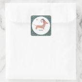 Cute Dachshund Kerstmis Vierkante Sticker (Tas)