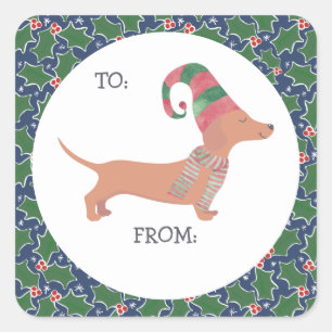 Cute Dachshund Kerstmis Vierkante Sticker