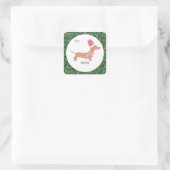 Cute Dachshund Kerstmis Vierkante Sticker (Tas)