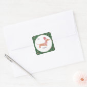 Cute Dachshund Kerstmis Vierkante Sticker (Envelop)