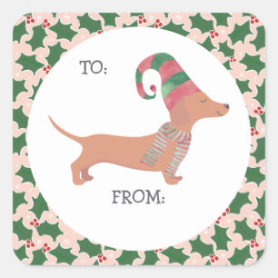 Cute Dachshund Kerstmis Vierkante Sticker