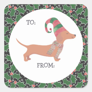 Cute Dachshund Kerstmis Vierkante Sticker