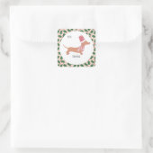 Cute Dachshund Kerstmis Vierkante Sticker (Tas)