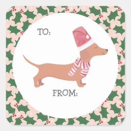 Cute Dachshund Kerstmis Vierkante Sticker