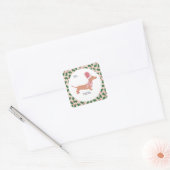 Cute Dachshund Kerstmis Vierkante Sticker (Envelop)