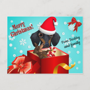 Cute Dachshund-kerstWenskaart Aankondigingskaart