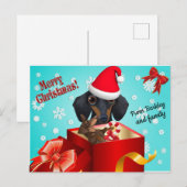 Cute Dachshund-kerstWenskaart Aankondigingskaart (Voorkant / Achterkant)