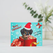 Cute Dachshund-kerstWenskaart Aankondigingskaart (Staand voorkant)
