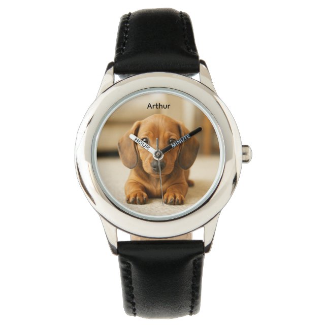 Cute Dachshund Kid's Pedrsonalized Watch Horloge (Voorkant)