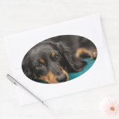 Cute Dachshund Laying Down Ovale Sticker (Envelop)