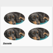 Cute Dachshund Laying Down Ovale Sticker (Vel)