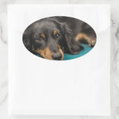 Cute Dachshund Laying Down Ovale Sticker (Tas)