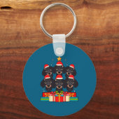 Cute Dachshund Le Doxie Christmas Tree Xmas Hat Lo Sleutelhanger (Voorkant)