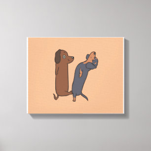 Cute Dachshund Living Room  Canvas Afdruk