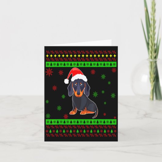 Cute Dachshund Long Dog Mom Merry Xmas New Year Kaart (Voorkant)