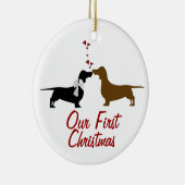 Cute Dachshund Lovers First kerstversiering Keramisch Ornament (Rechts)