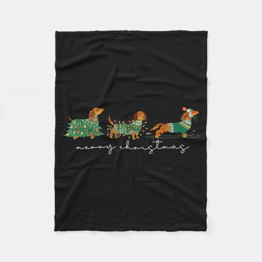 Cute Dachshund Merry Christmas Weiner Dog Lover Xm Fleece Deken (Voorkant)