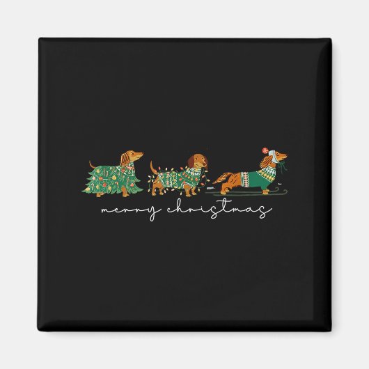 Cute Dachshund Merry Christmas Weiner Dog Lover Xm Magneet (Voorkant)