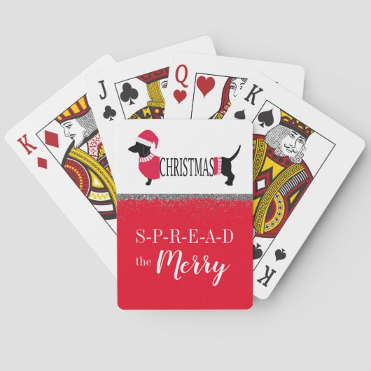 Cute Dachshund Merry Kerstmis Dog Fun Graphic Pokerkaarten (Achterkant)
