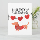 Cute Dachshund met hartbanner Happy Valentijn (Staand voorkant)