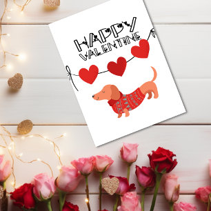 Cute Dachshund met hartbanner Happy Valentijn