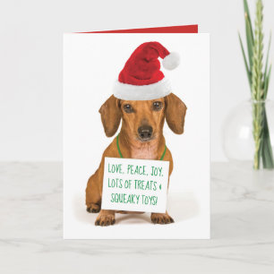 Cute Dachshund met Kerstmis Feestdagen Kaart