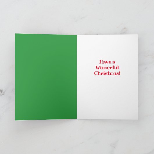 Cute Dachshund met Santa Hat Bark Humbug Feestdagen Kaart (Binnen)