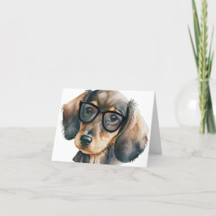 Cute Dachshund met zwarte glazen Bedankkaart