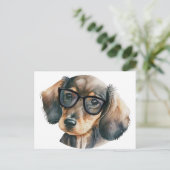 Cute Dachshund met zwarte glazen Briefkaart (Staand voorkant)
