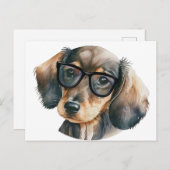 Cute Dachshund met zwarte glazen Briefkaart (Voorkant / Achterkant)